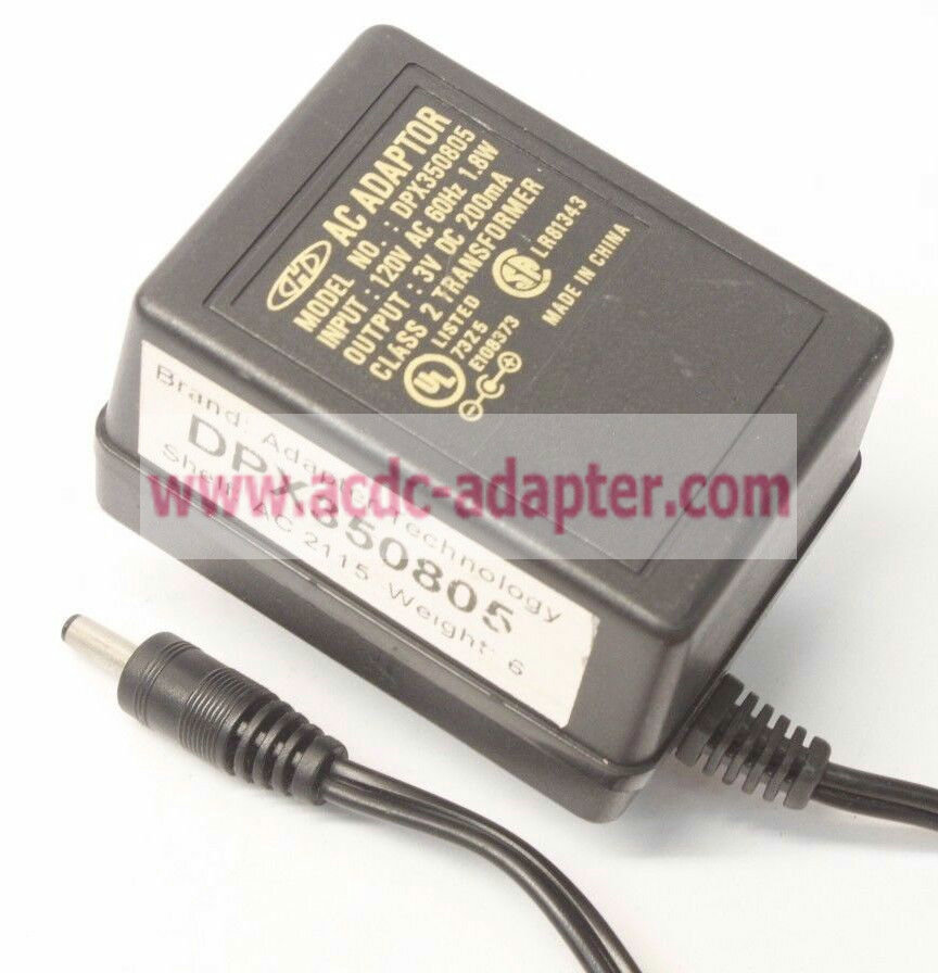 Genuine Hel Mans DPX350805 3V 200mA AC DC Power Supply Adapter Charger Genuine Hel Mans DPX350805 3V 200mA AC DC Power Supply Adapter Charger